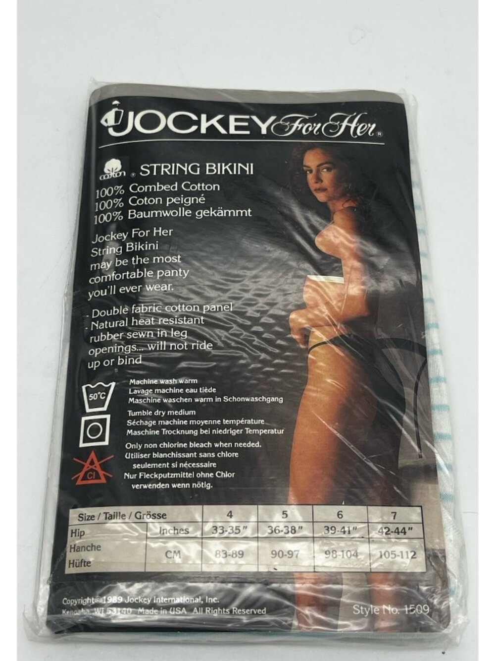 Vintage 1989 Jockey for Her String Bikini 100% Cotton Striped Size 6 39-41 1509 - Picture 2 of 2